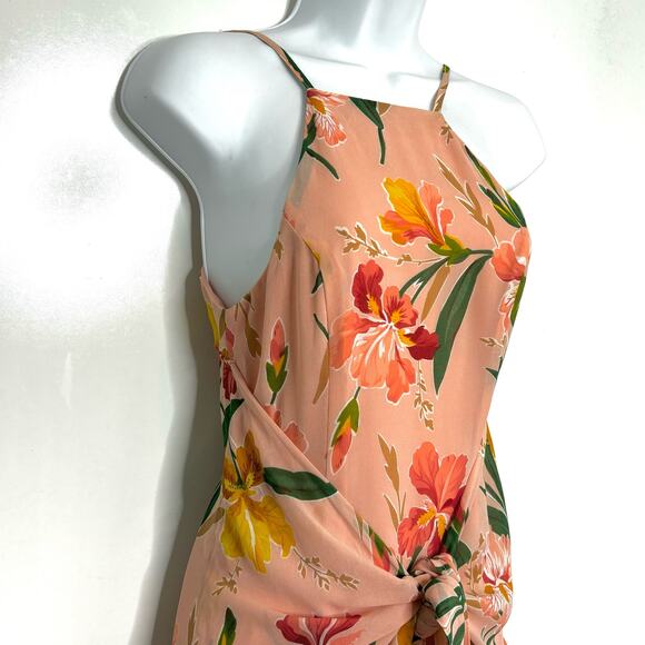 Privacy Please Lehunt Tie Front Sleeveless Floral Print Midi Dress in Ballet XS - Picture 2 of 13